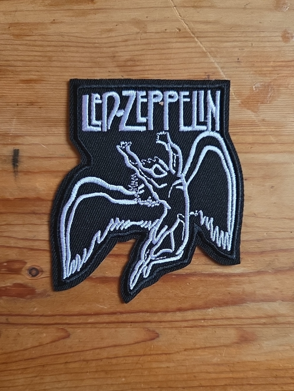 Led Zeppelin Vintage Style Embroidered Swan Song Icarus Band Patch Black White